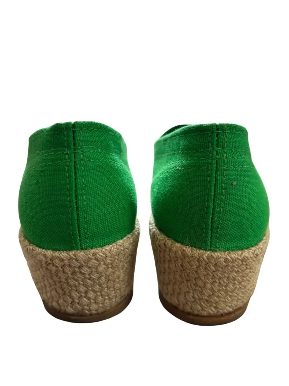 VTG SEARS Slip On Platform Wedge Espadrilles in Kelly Green  60s 70s  SZ 8.5